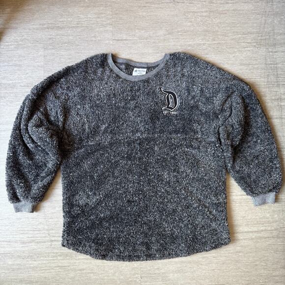Disney Disneyland Spirit Jersey Fuzzy Sweater Adult L Gray Pullover Fleece - Picture 2 of 8